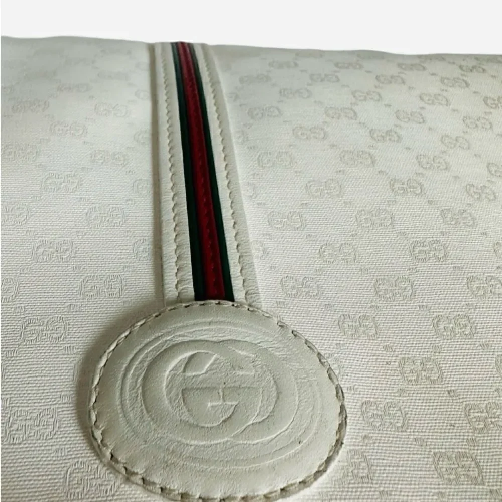 Gucci white gg canvas and leather crossbody bag